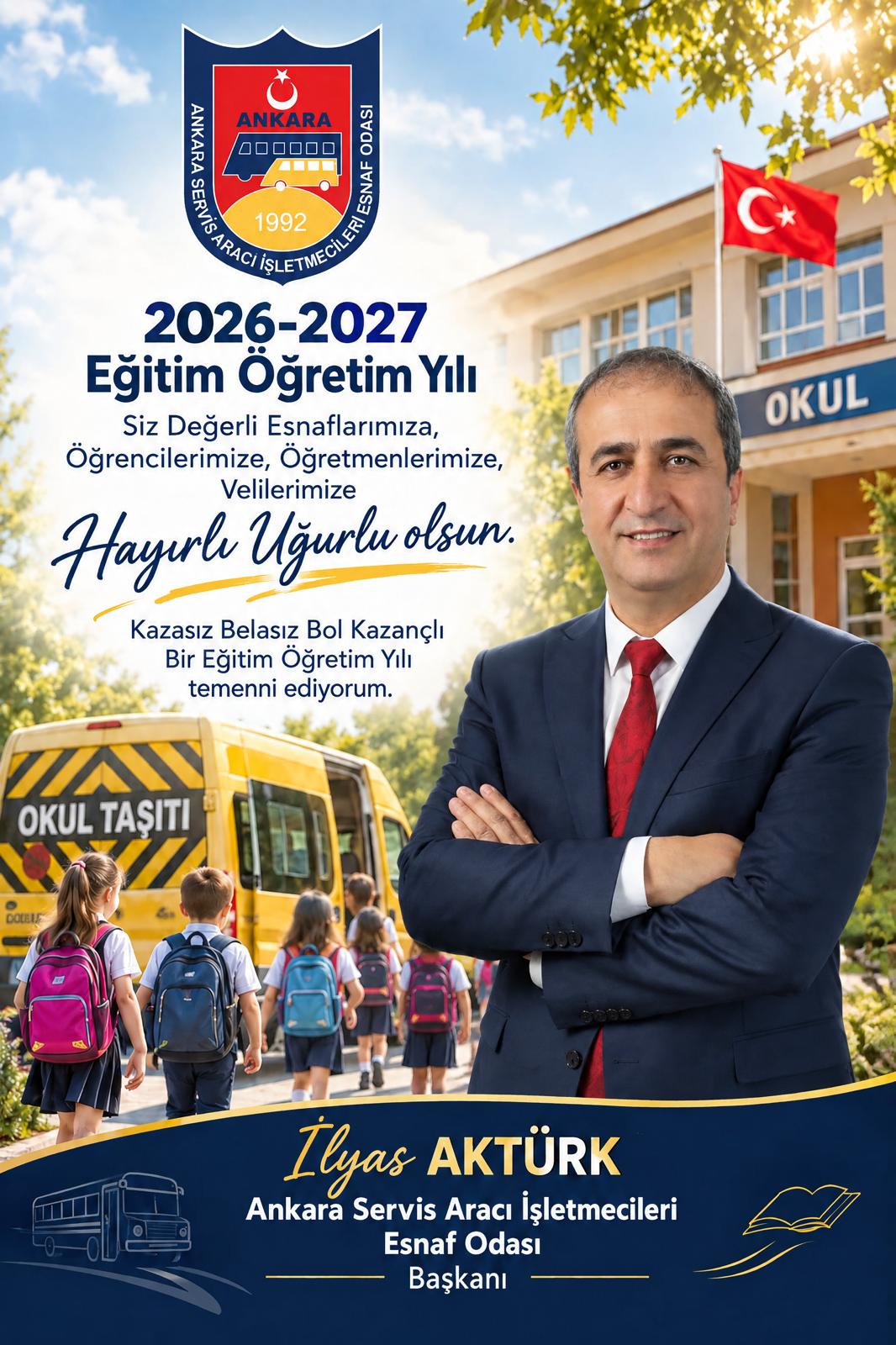 2026-2027 Eğitim Öğretim Yılı hayırlı uğurlu olsun afişi — ASİO Başkanı İlyas AKTÜRK’ün yeni eğitim öğretim yılı kutlama mesajı